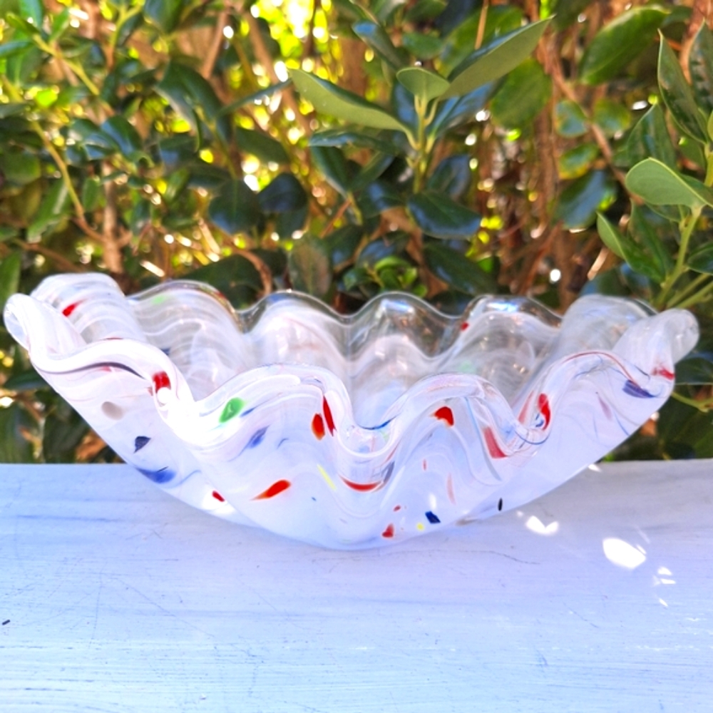 Murano Glass Bowl Made in Italy Hand Blown Centerpiece Seashell Gifts for Her